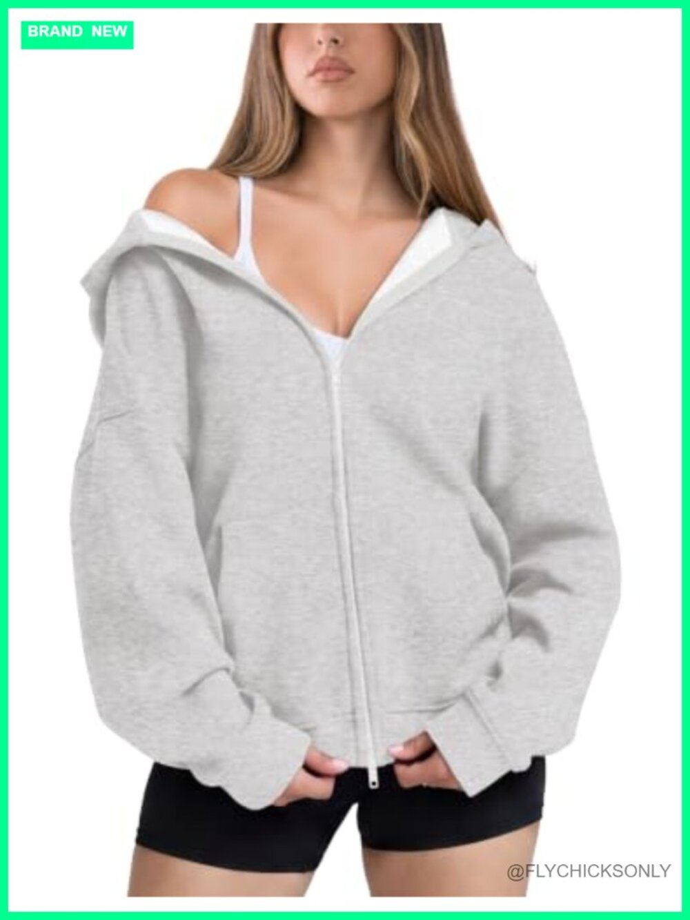 Oversized Two-Way Zip Up Hoodie Soft Cotton Blend Fleece Casual Fall Layer